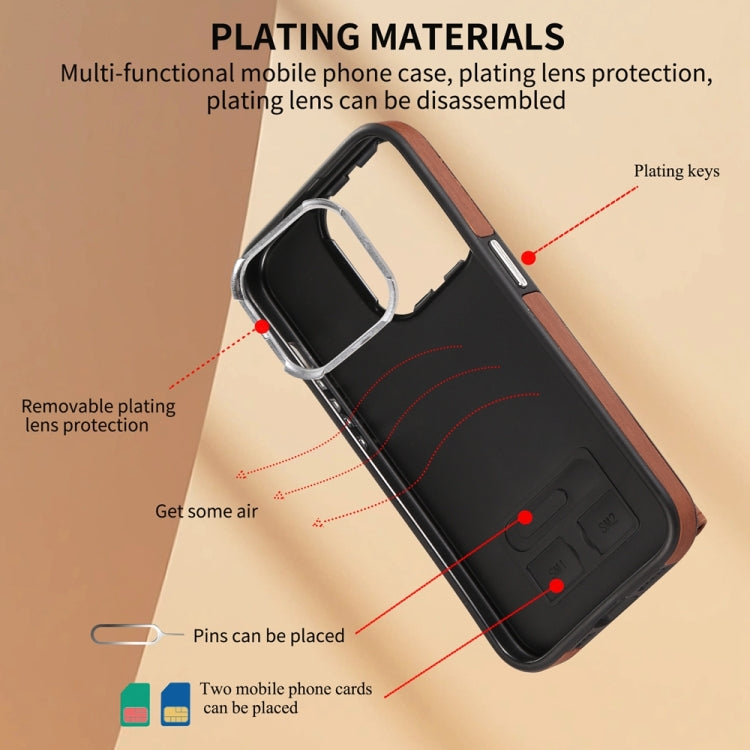 For iPhone 15 Pro Max Brushed Texture Wallet Ring Holder Phone Case(Brown) - HoMEdemic™ 