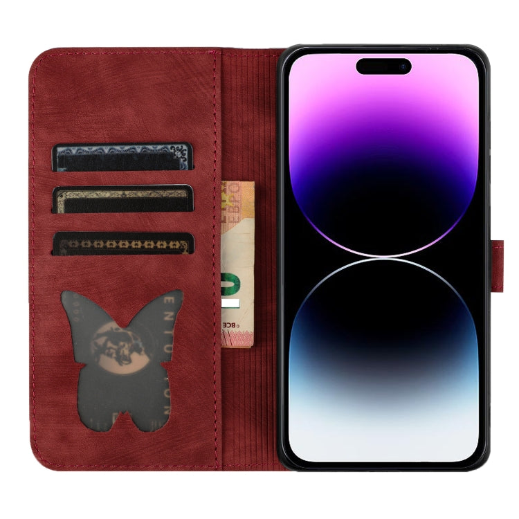 For iPhone 15 Pro Max Butterfly Cat Embossing Flip Leather Phone Case(Red) - HoMEdemic™ 
