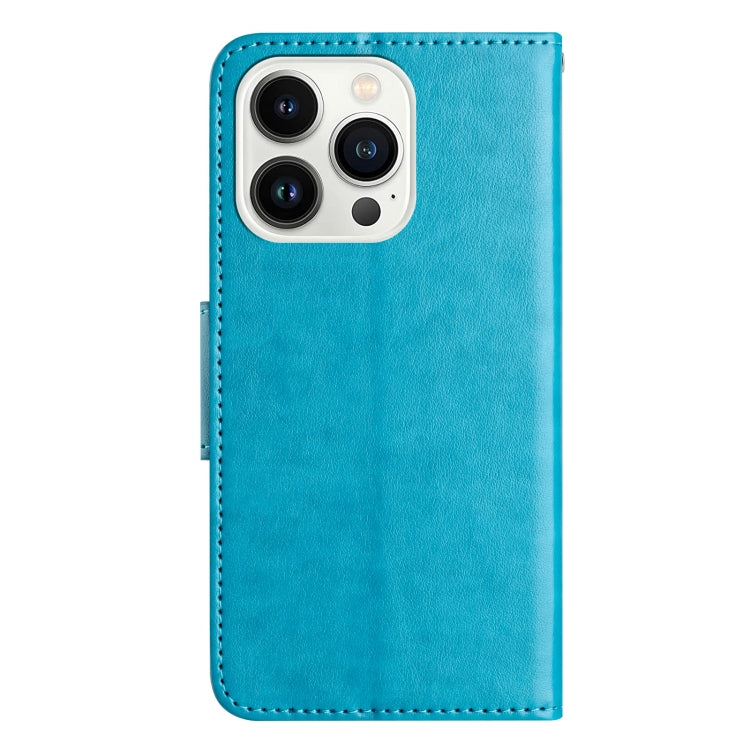 For iPhone 15 Pro Max Butterfly Flower Pattern Flip Leather Phone Case(Blue) - HoMEdemic™ 