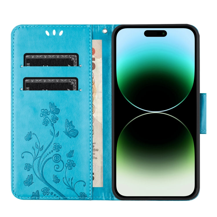 For iPhone 15 Pro Max Butterfly Flower Pattern Flip Leather Phone Case(Blue) - HoMEdemic™ 