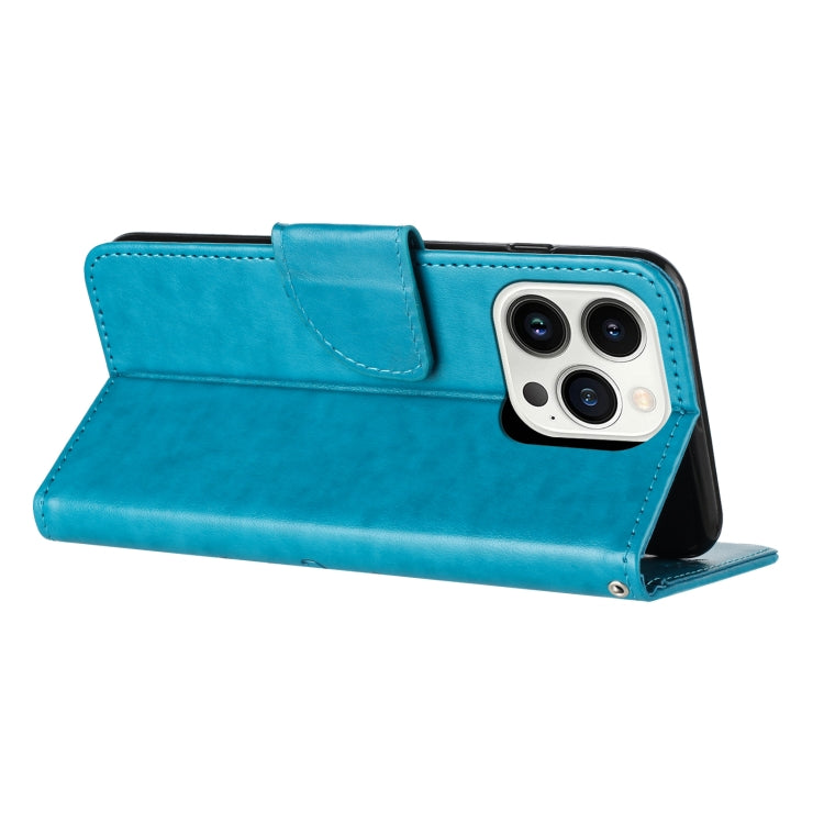 For iPhone 15 Pro Max Butterfly Flower Pattern Flip Leather Phone Case(Blue) - HoMEdemic™ 