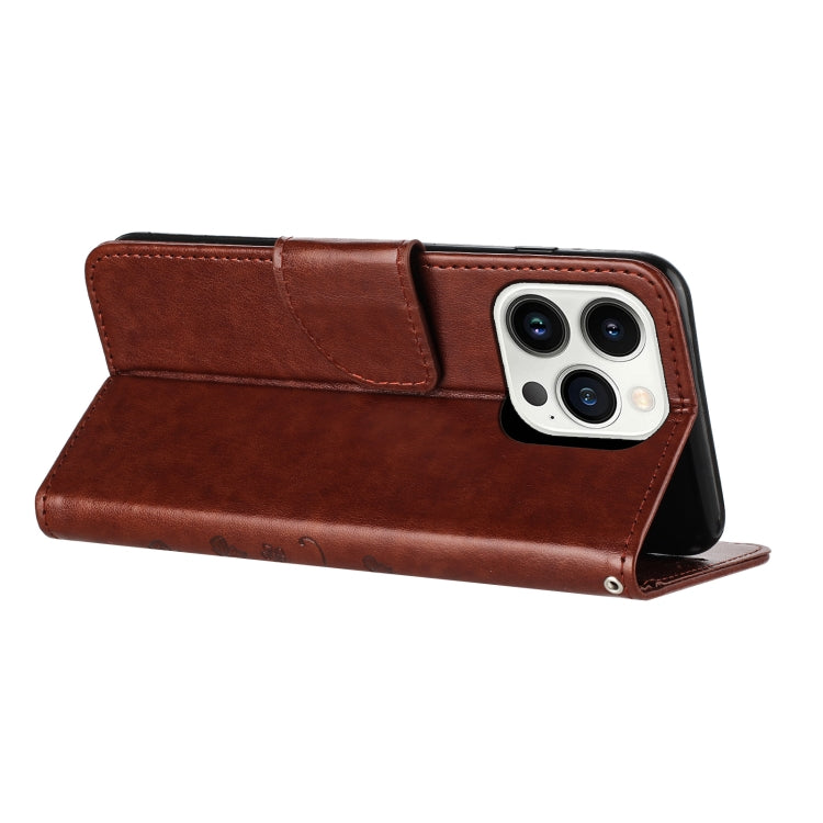 For iPhone 15 Pro Max Butterfly Flower Pattern Flip Leather Phone Case(Brown) - HoMEdemic™ 