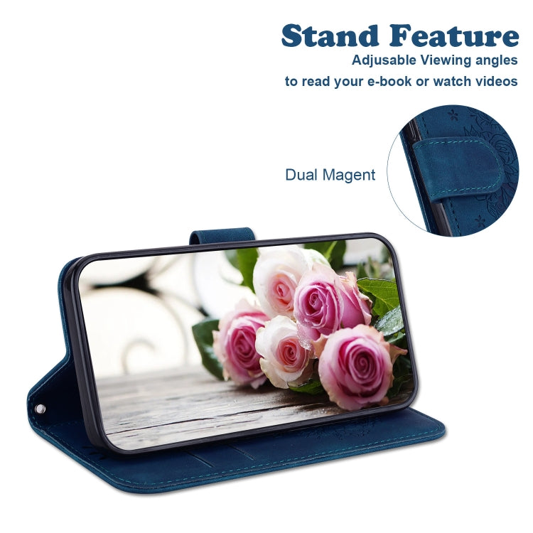For iPhone 15 Pro Max Butterfly Rose Embossed Leather Phone Case(Blue) - HoMEdemic™ 