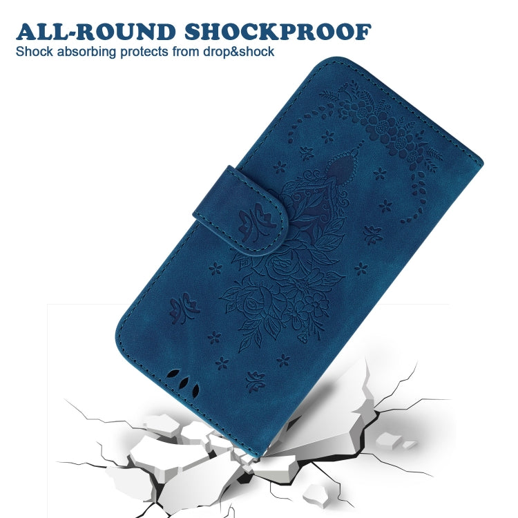 For iPhone 15 Pro Max Butterfly Rose Embossed Leather Phone Case(Blue) - HoMEdemic™ 