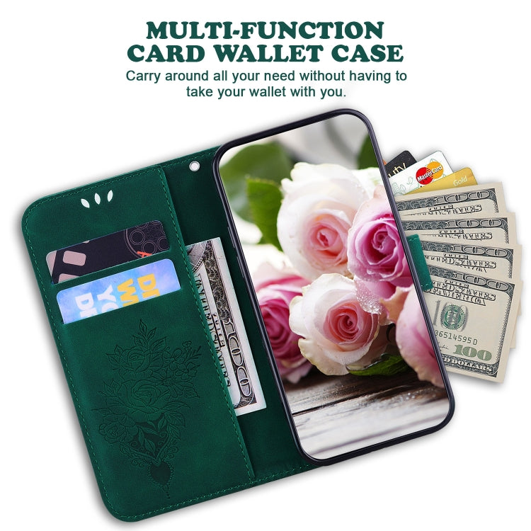 For iPhone 15 Pro Max Butterfly Rose Embossed Leather Phone Case(Green) - HoMEdemic™ 
