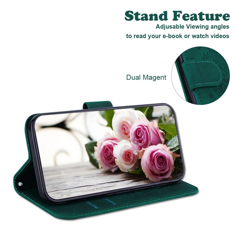 For iPhone 15 Pro Max Butterfly Rose Embossed Leather Phone Case(Green) - HoMEdemic™ 