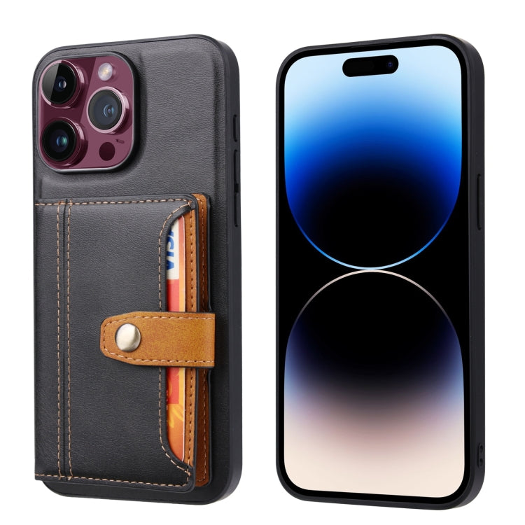 For iPhone 15 Pro Max Calfskin Card Slot TPU Hybrid PU Phone Case(Black) - HoMEdemic™ 