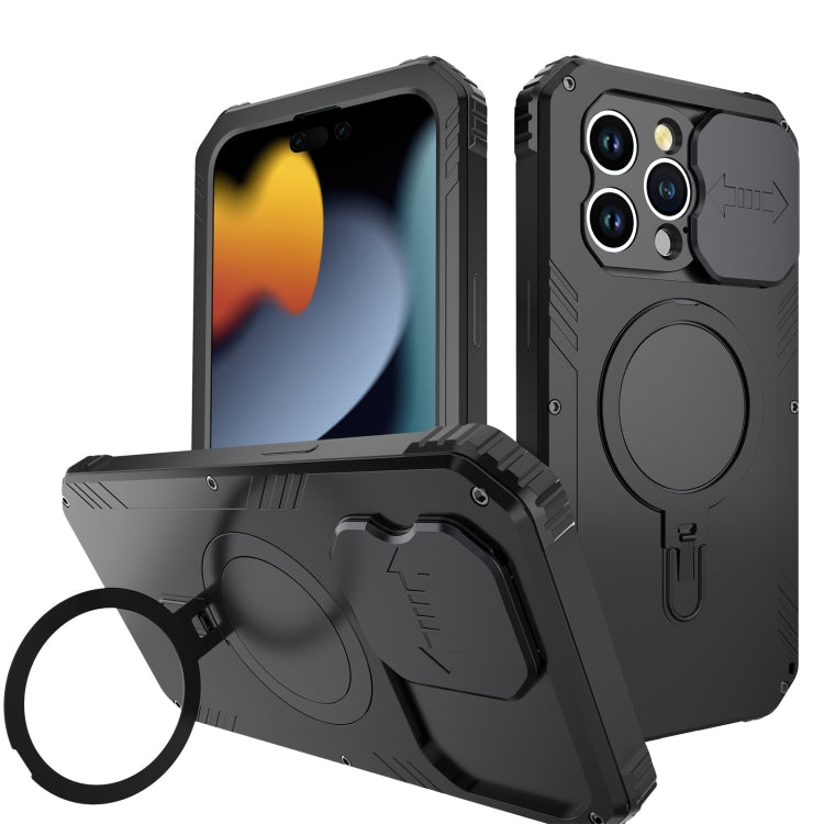 For iPhone 15 Pro Max Camera Shield MagSafe Holder Life Waterproof Phone Case(Black) - HoMEdemic™ 