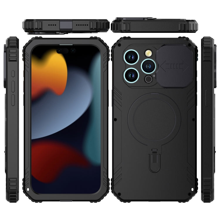 For iPhone 15 Pro Max Camera Shield MagSafe Holder Life Waterproof Phone Case(Black) - HoMEdemic™ 