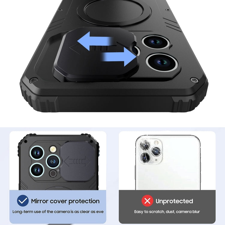 For iPhone 15 Pro Max Camera Shield MagSafe Holder Life Waterproof Phone Case(Black) - HoMEdemic™ 