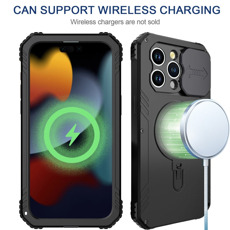 For iPhone 15 Pro Max Camera Shield MagSafe Holder Life Waterproof Phone Case(Black) - HoMEdemic™ 