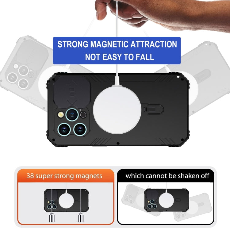 For iPhone 15 Pro Max Camera Shield MagSafe Holder Life Waterproof Phone Case(Black) - HoMEdemic™ 