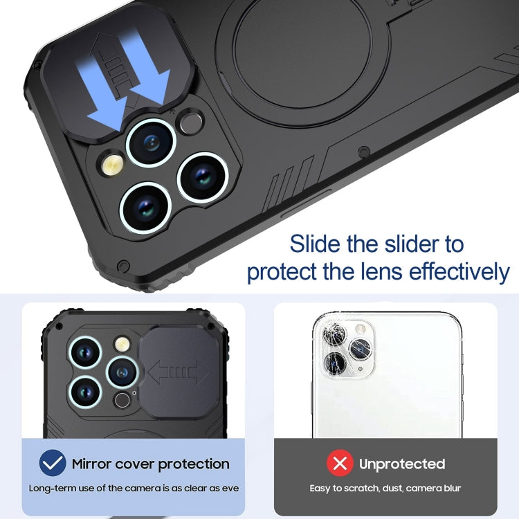 For iPhone 15 Pro Max Camera Shield MagSafe Holder Life Waterproof Phone Case(Black) - HoMEdemic™ 