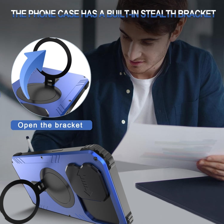 For iPhone 15 Pro Max Camera Shield MagSafe Holder Life Waterproof Phone Case(Blue) - HoMEdemic™ 