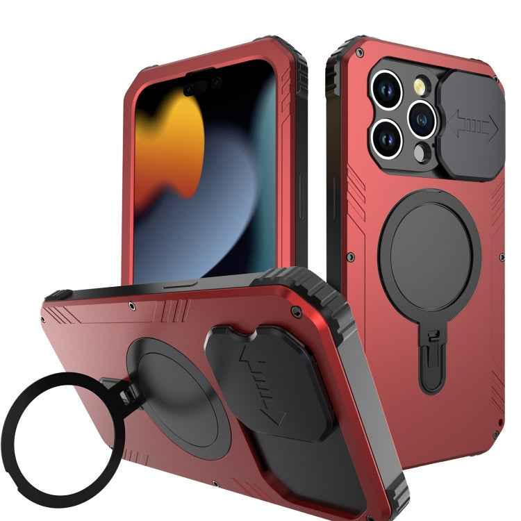 For iPhone 15 Pro Max Camera Shield MagSafe Holder Life Waterproof Phone Case(Red) - HoMEdemic™ 