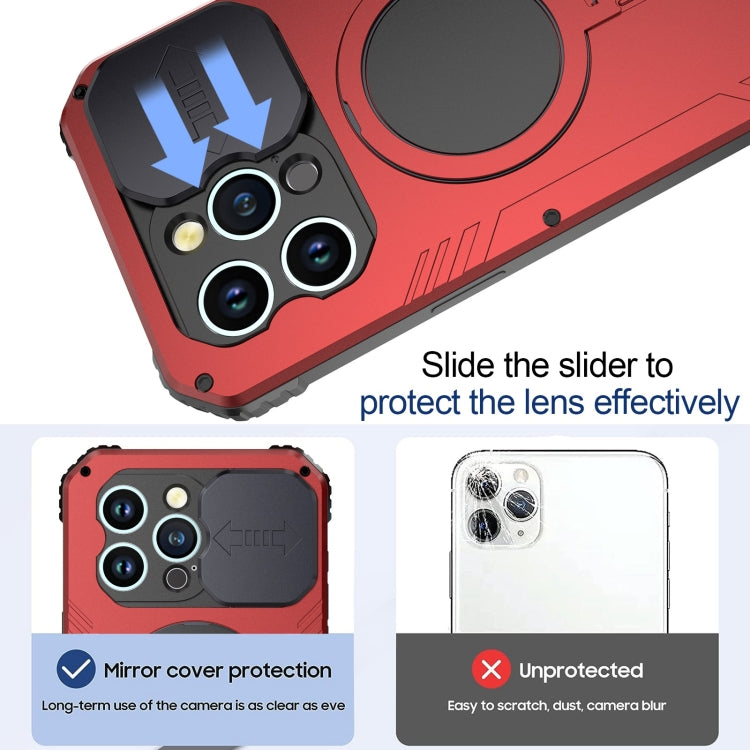 For iPhone 15 Pro Max Camera Shield MagSafe Holder Life Waterproof Phone Case(Red) - HoMEdemic™ 