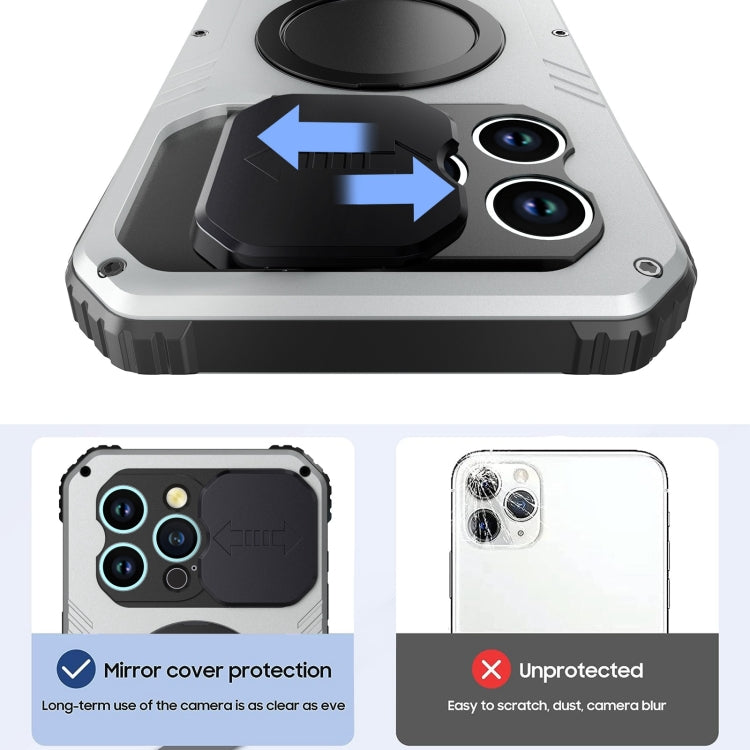 For iPhone 15 Pro Max Camera Shield MagSafe Holder Life Waterproof Phone Case(Silver) - HoMEdemic™ 