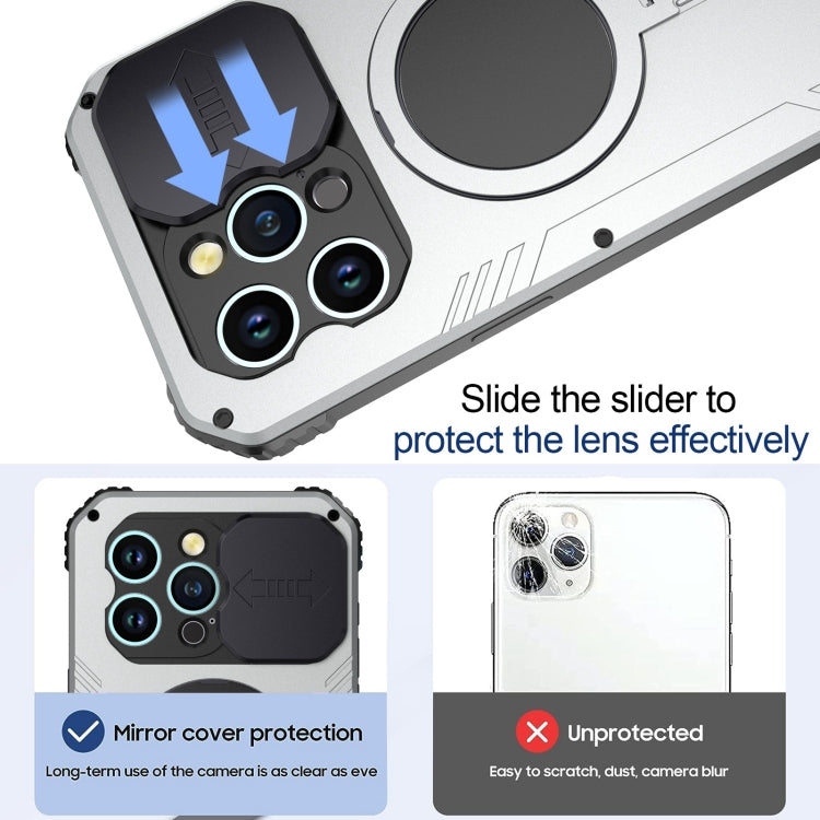 For iPhone 15 Pro Max Camera Shield MagSafe Holder Life Waterproof Phone Case(Silver) - HoMEdemic™ 