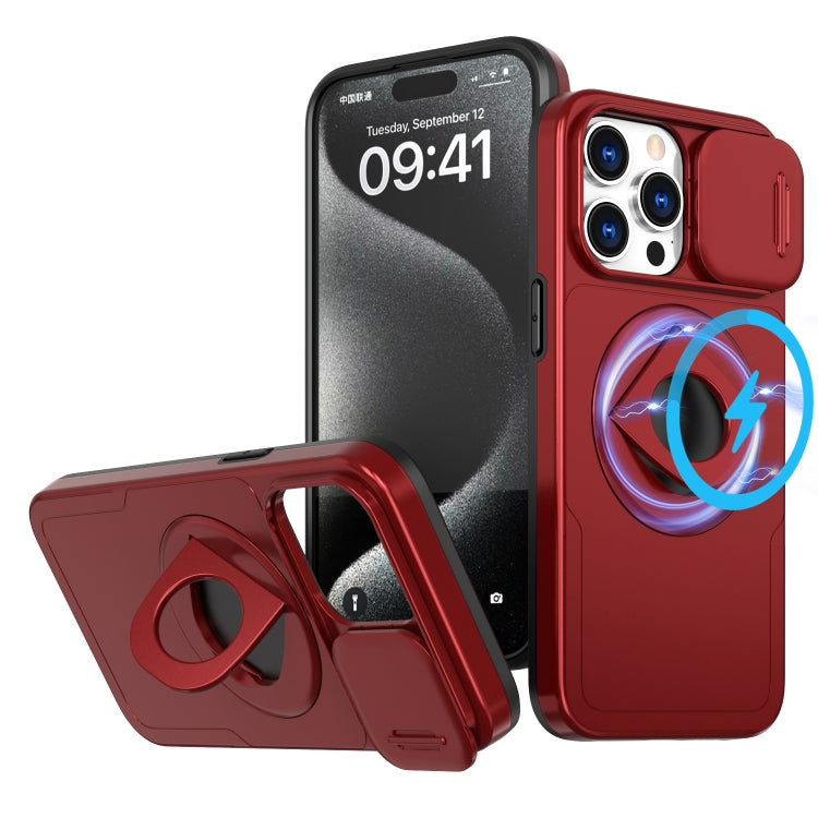 For iPhone 15 Pro Max Camshield MagSafe Ring Holder Armor Phone Case(Red) - HoMEdemic™ 