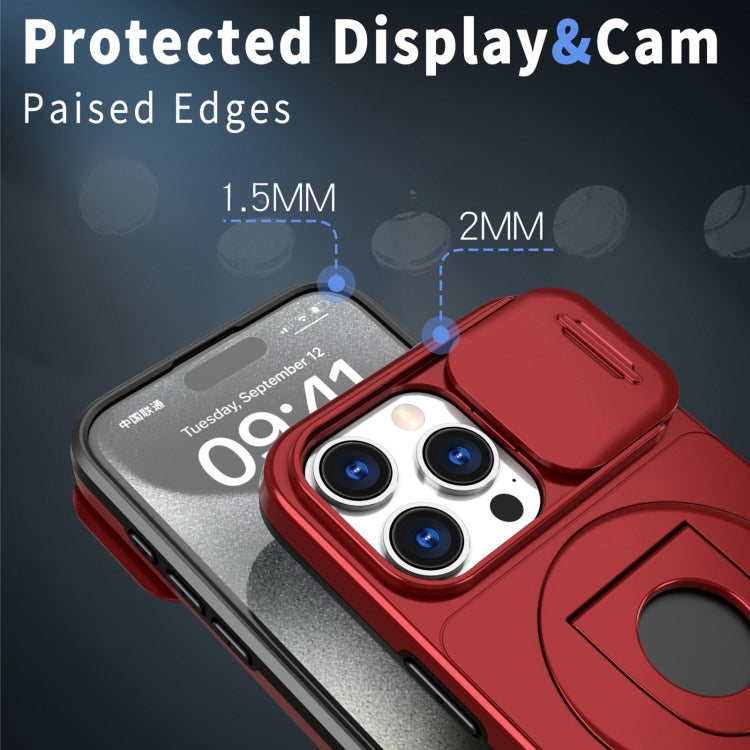 For iPhone 15 Pro Max Camshield MagSafe Ring Holder Armor Phone Case(Red) - HoMEdemic™ 