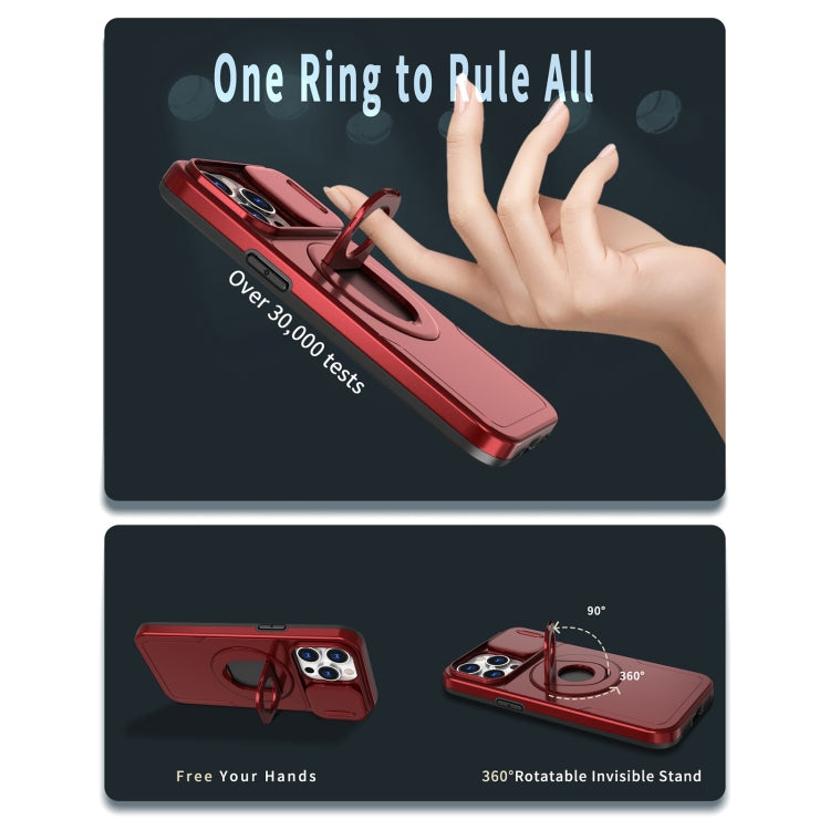 For iPhone 15 Pro Max Camshield MagSafe Ring Holder Armor Phone Case(Red) - HoMEdemic™ 