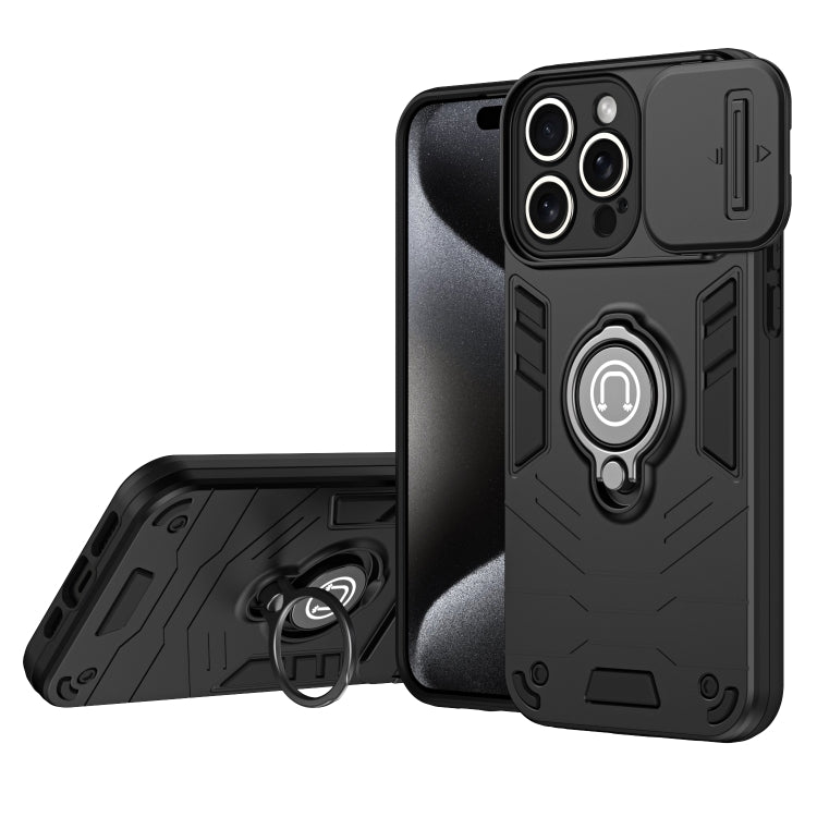 For iPhone 15 Pro Max Camshield Ring Holder Phone Case(Black) - HoMEdemic™ 