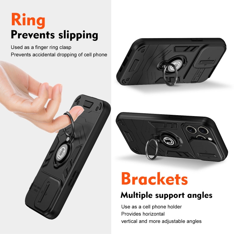 For iPhone 15 Pro Max Camshield Ring Holder Phone Case(Black) - HoMEdemic™ 