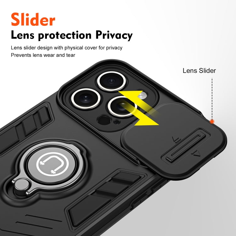 For iPhone 15 Pro Max Camshield Ring Holder Phone Case(Black) - HoMEdemic™ 