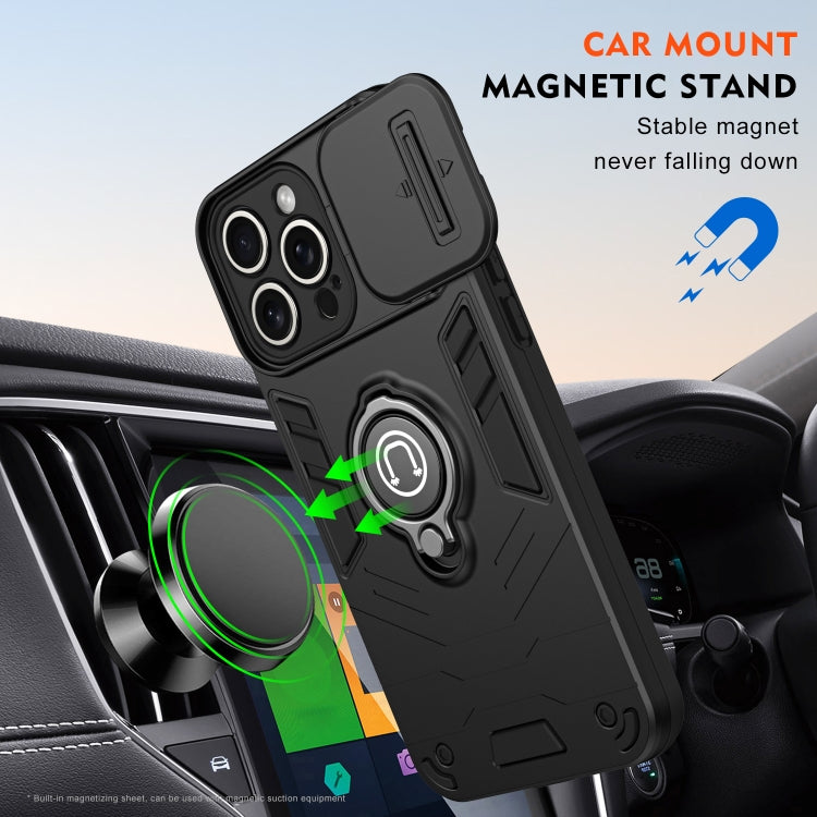 For iPhone 15 Pro Max Camshield Ring Holder Phone Case(Black) - HoMEdemic™ 