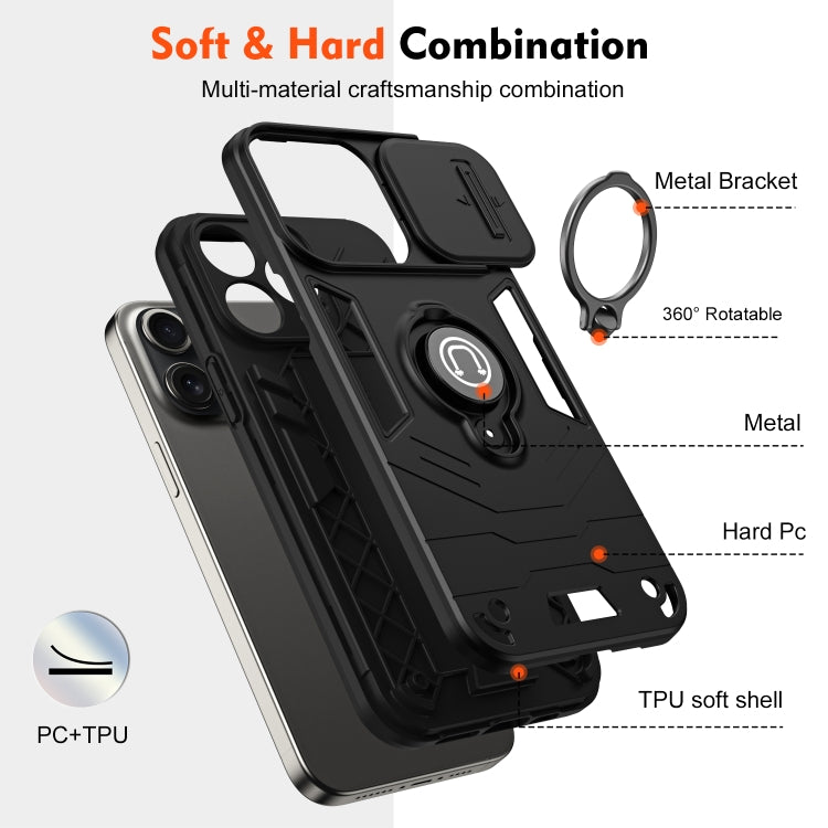 For iPhone 15 Pro Max Camshield Ring Holder Phone Case(Black) - HoMEdemic™ 