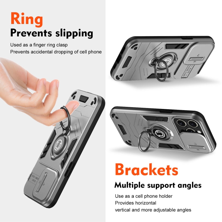 For iPhone 15 Pro Max Camshield Ring Holder Phone Case(Grey) - HoMEdemic™ 
