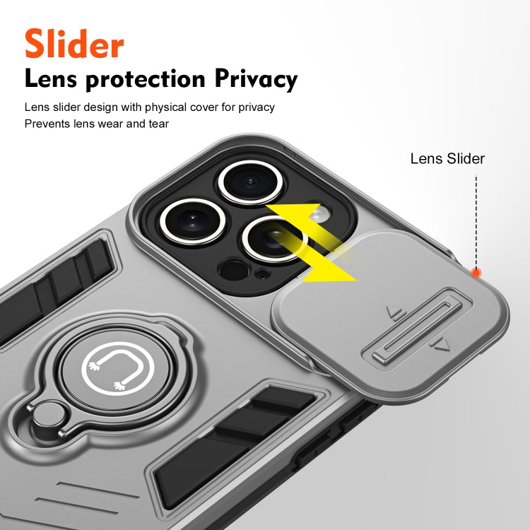 For iPhone 15 Pro Max Camshield Ring Holder Phone Case(Grey) - HoMEdemic™ 