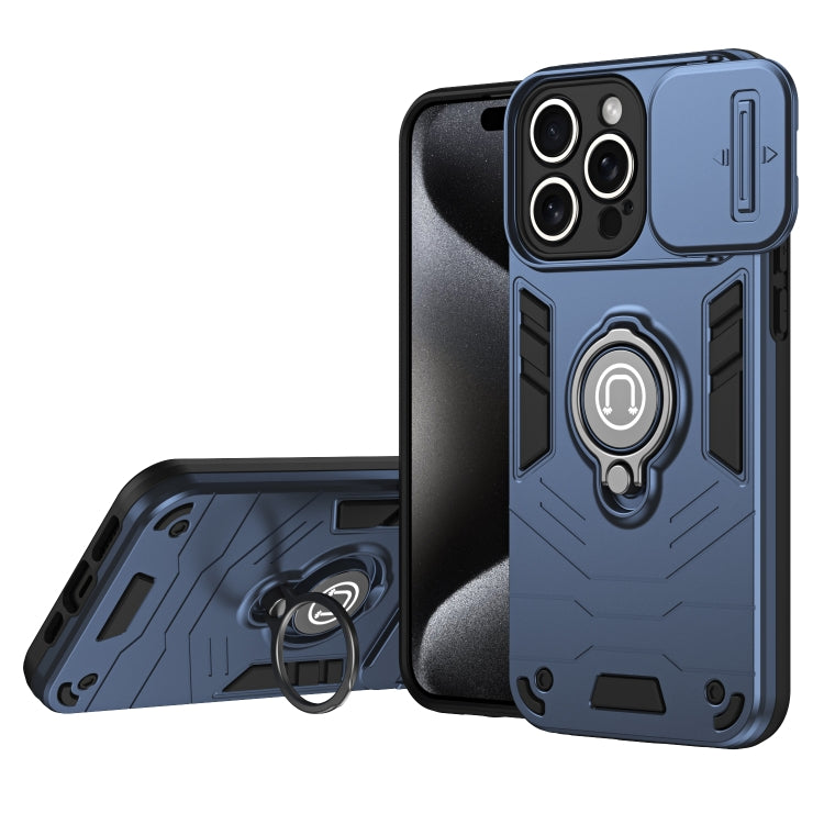 For iPhone 15 Pro Max Camshield Ring Holder Phone Case(Royal Blue) - HoMEdemic™ 