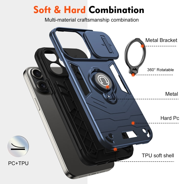 For iPhone 15 Pro Max Camshield Ring Holder Phone Case(Royal Blue) - HoMEdemic™ 