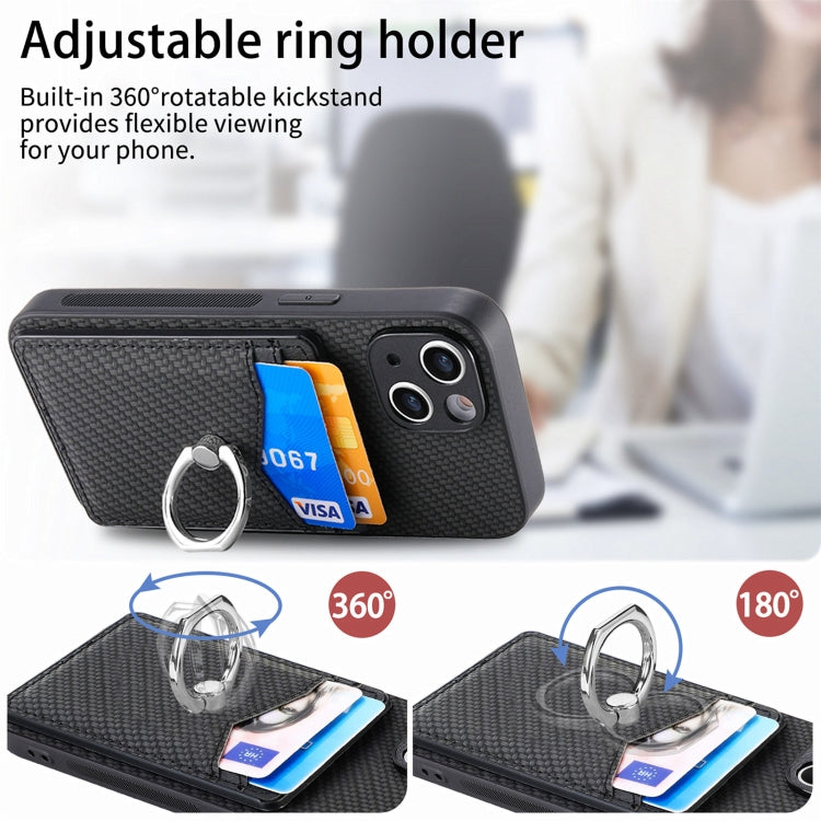 For iPhone 15 Pro Max Carbon Fiber Card Wallet Ring Holder Phone Case(Black) - HoMEdemic™ 