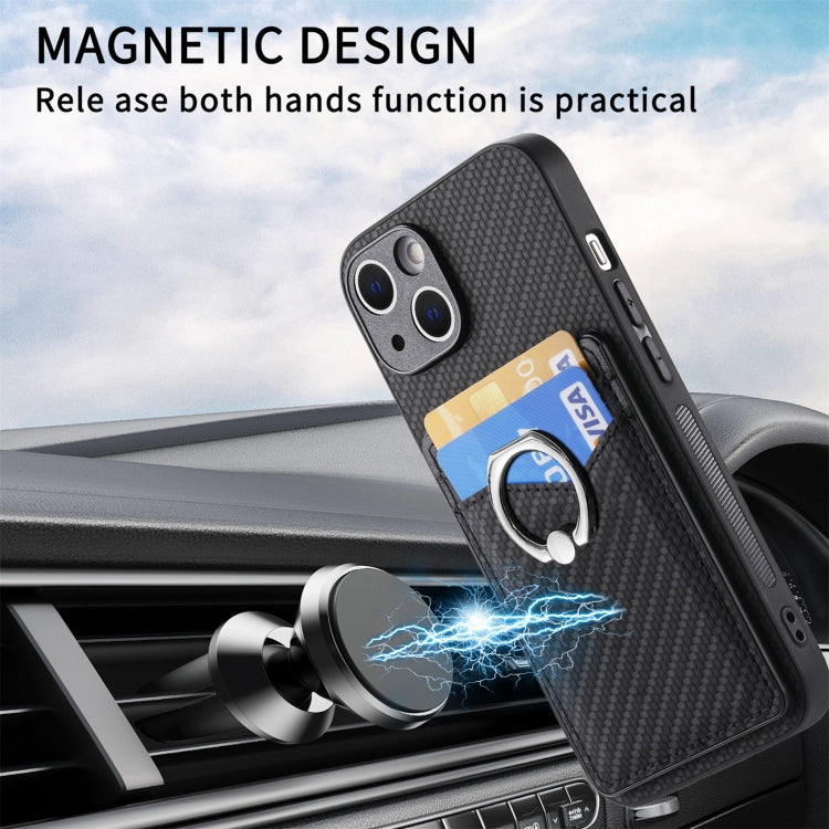 For iPhone 15 Pro Max Carbon Fiber Card Wallet Ring Holder Phone Case(Black) - HoMEdemic™ 