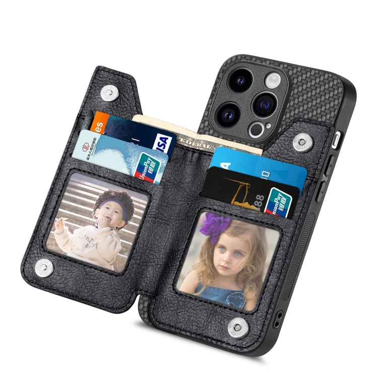 For iPhone 15 Pro Max Carbon Fiber Horizontal Flip Zipper Wallet Phone Case(Black) - HoMEdemic™ 