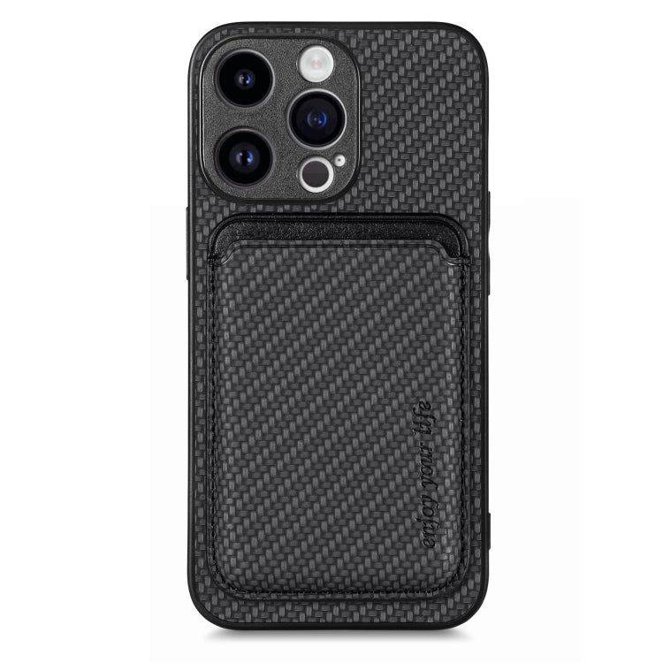 For iPhone 15 Pro Max Carbon Fiber Leather Card Magsafe Phone Case(Black) - HoMEdemic™ 