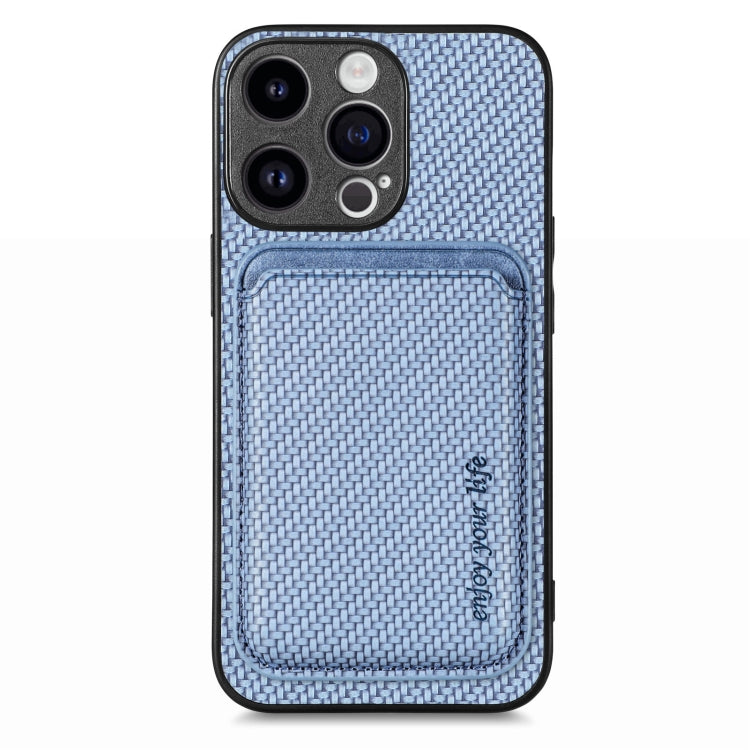 For iPhone 15 Pro Max Carbon Fiber Leather Card Magsafe Phone Case(Blue) - HoMEdemic™ 