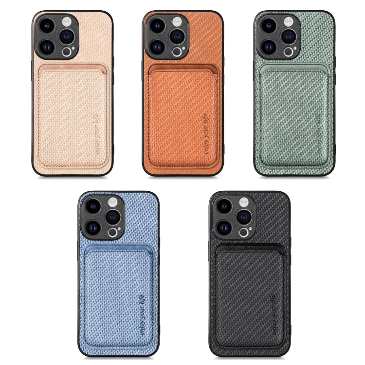 For iPhone 15 Pro Max Carbon Fiber Leather Card Magsafe Phone Case(Blue) - HoMEdemic™ 
