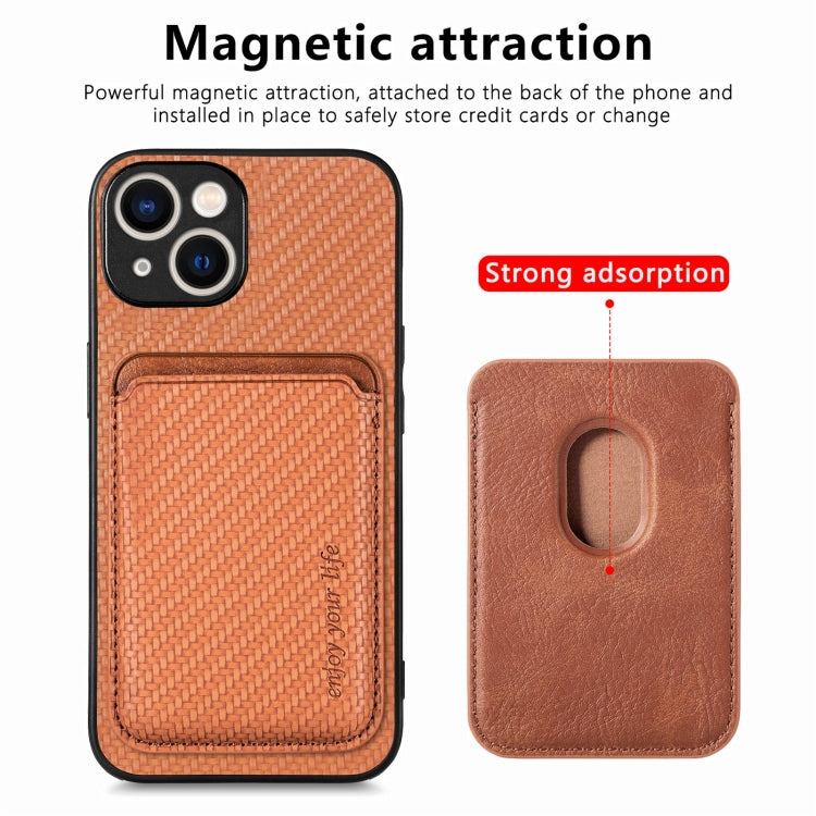 For iPhone 15 Pro Max Carbon Fiber Leather Card Magsafe Phone Case(Brown) - HoMEdemic™ 