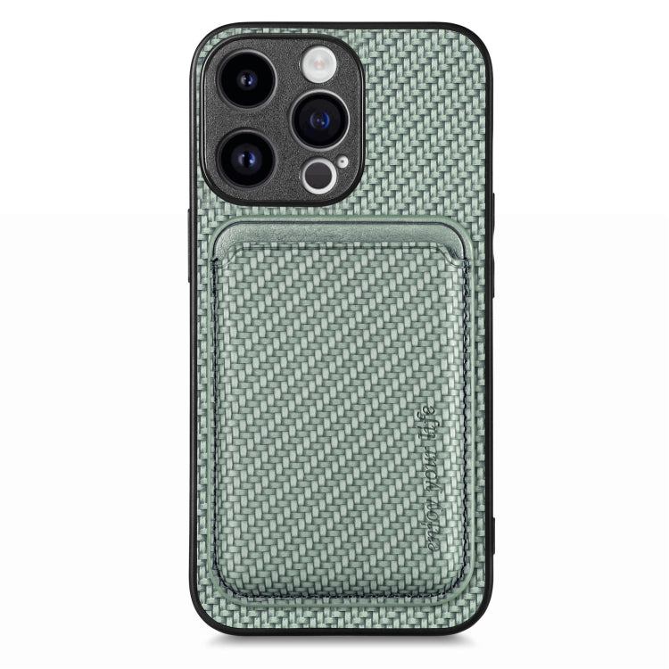 For iPhone 15 Pro Max Carbon Fiber Leather Card Magsafe Phone Case(Green) - HoMEdemic™ 