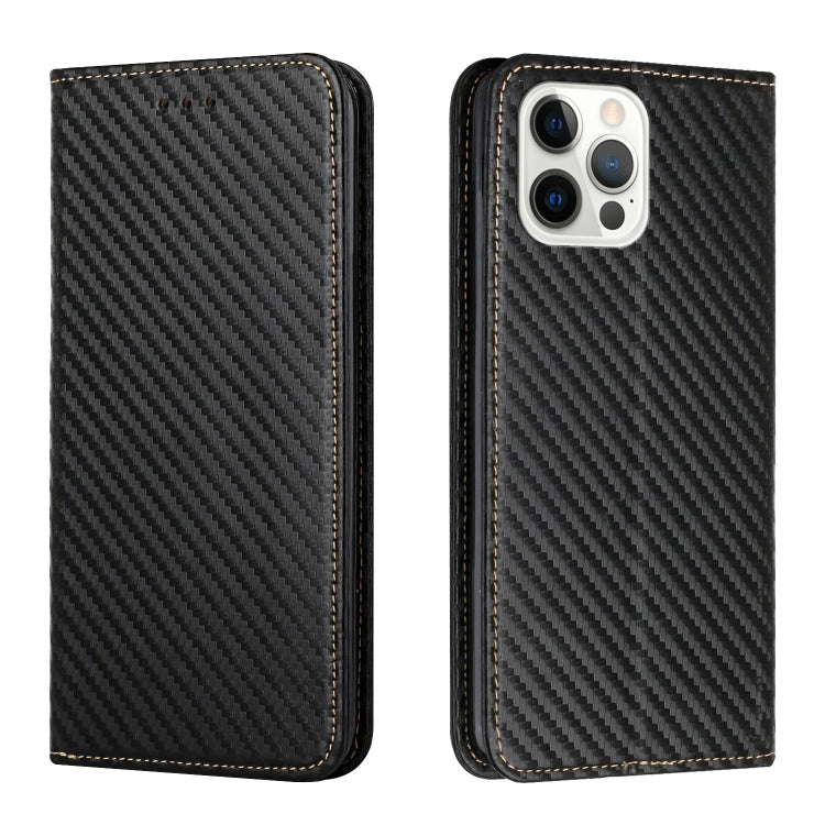 For iPhone 15 Pro Max Carbon Fiber Texture Flip Holder Leather Phone Case(Black) - HoMEdemic™ 