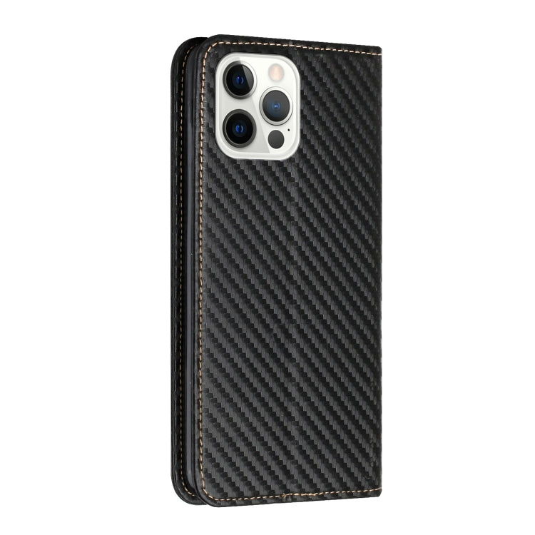 For iPhone 15 Pro Max Carbon Fiber Texture Flip Holder Leather Phone Case(Black) - HoMEdemic™ 
