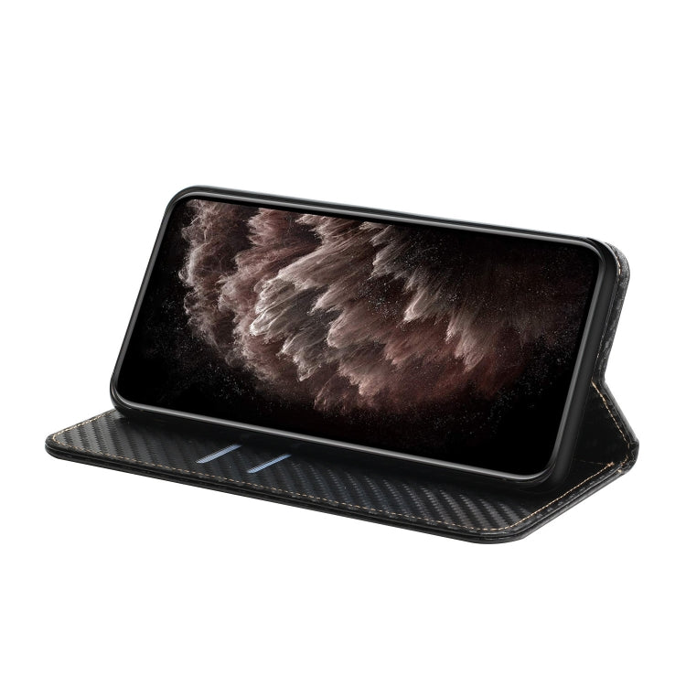 For iPhone 15 Pro Max Carbon Fiber Texture Flip Holder Leather Phone Case(Black) - HoMEdemic™ 