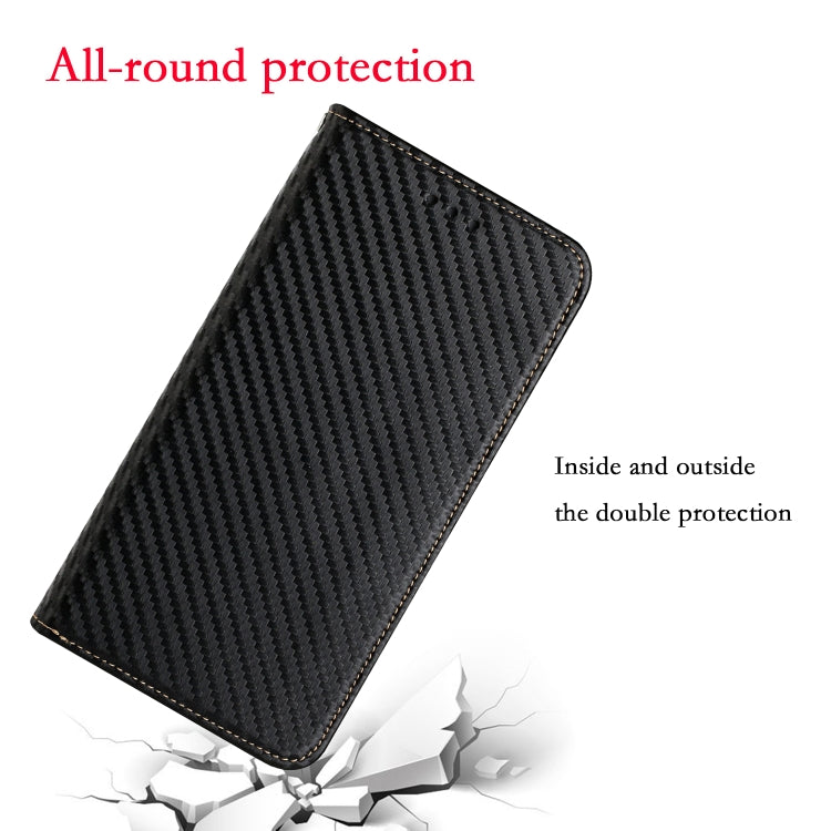 For iPhone 15 Pro Max Carbon Fiber Texture Flip Holder Leather Phone Case(Black) - HoMEdemic™ 