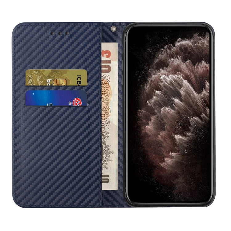 For iPhone 15 Pro Max Carbon Fiber Texture Flip Holder Leather Phone Case(Blue) - HoMEdemic™ 
