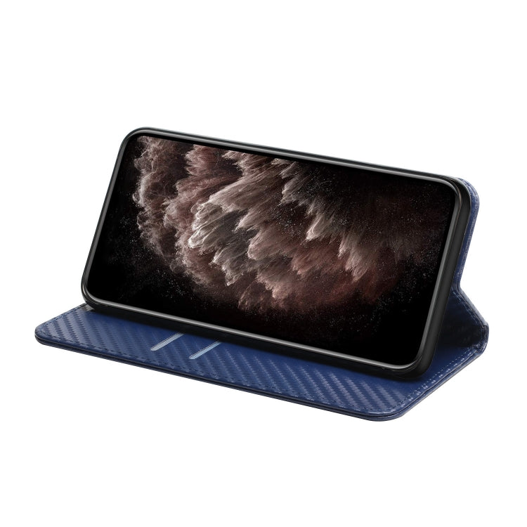 For iPhone 15 Pro Max Carbon Fiber Texture Flip Holder Leather Phone Case(Blue) - HoMEdemic™ 