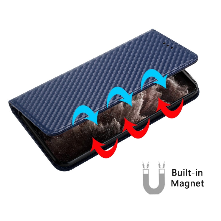For iPhone 15 Pro Max Carbon Fiber Texture Flip Holder Leather Phone Case(Blue) - HoMEdemic™ 