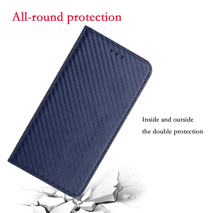 For iPhone 15 Pro Max Carbon Fiber Texture Flip Holder Leather Phone Case(Blue) - HoMEdemic™ 